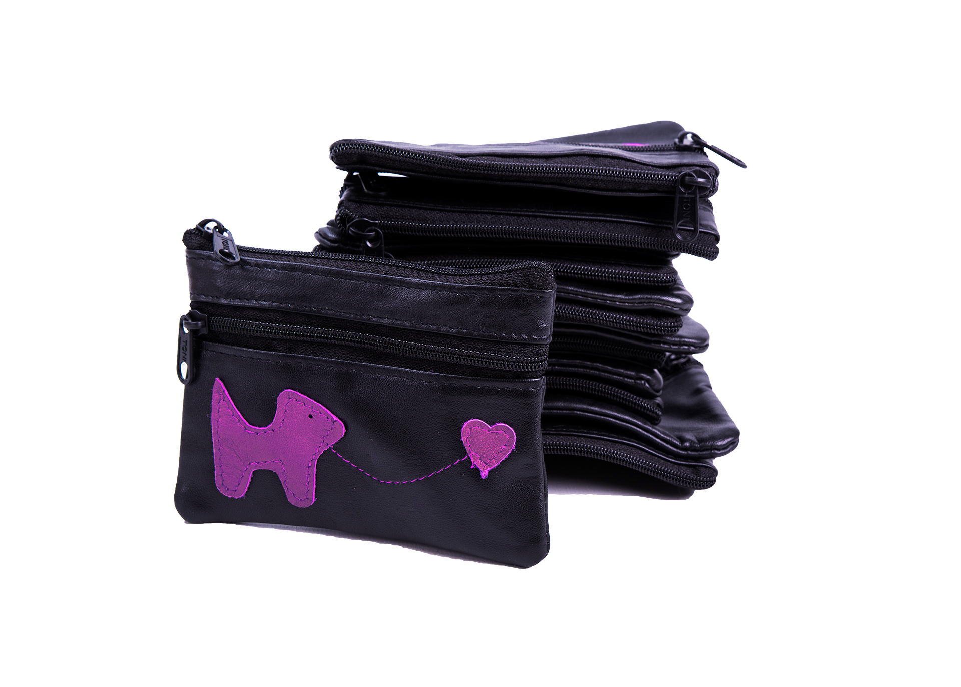 (image for) 006A BLACK small purse wth 3 zip
